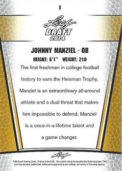 2014 Leaf Draft - Leaf Draft Day Edition #1 Johnny Manziel Back