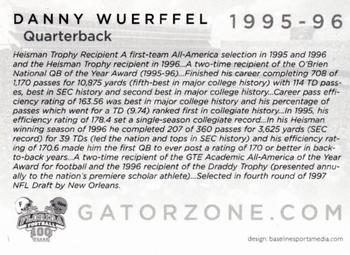 2006 Florida Gators All-Americans #NNO Danny Wuerffel Back