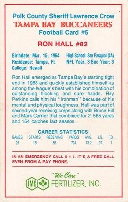 1989 Tampa Bay Buccaneers Police #5 Ron Hall Back
