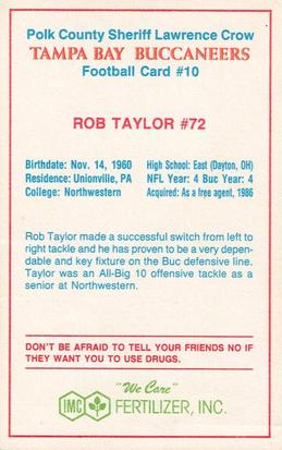 1989 Tampa Bay Buccaneers Police #10 Rob Taylor Back