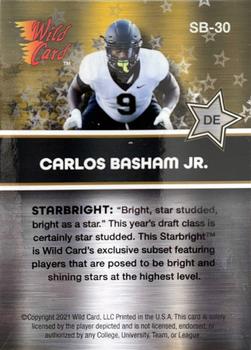 2021 Wild Card Alumination - Starbright Gold Holo-Lux #SB-30 Carlos Basham Jr. Back