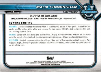 2021-22 Bowman University - Chrome Refractors #11 Malik Cunningham Back
