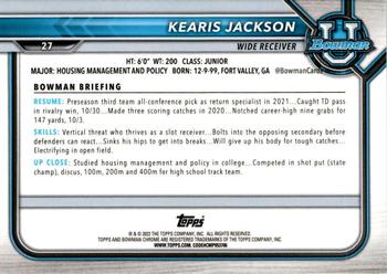 2021-22 Bowman University - Chrome Refractors #27 Kearis Jackson Back