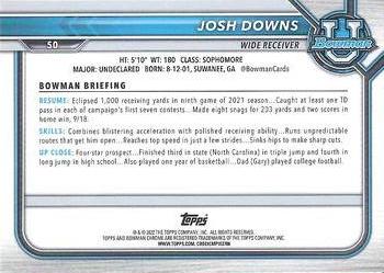2021-22 Bowman University - Chrome Refractors #50 Josh Downs Back