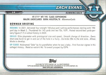 2021-22 Bowman University - Chrome Refractors #64 Zach Evans Back