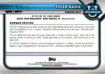 2021-22 Bowman University - Chrome Refractors #80 Tyler Badie Back