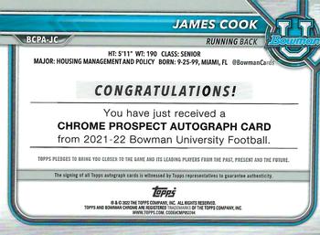 2021-22 Bowman University - Bowman Chrome Prospects Autographs #BCPA-JC James Cook Back
