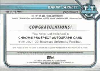 2021-22 Bowman University - Bowman Chrome Prospects Autographs #BCPA-RJ Rakim Jarrett Back