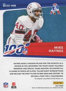 2021 Panini Encased - 2020 NFL 100 Signatures #N100-MH Mike Haynes Back