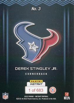 2022 Panini Instant NFL Draft Night #3 Derek Stingley Jr. Back