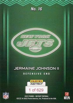 2022 Panini Instant NFL Draft Night #16 Jermaine Johnson II Back