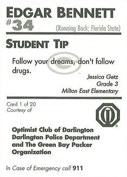 1996 Green Bay Packers Police - Optimist Club of Darlington, Darlington Police Department #1 Edgar Bennett Back