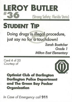 1996 Green Bay Packers Police - Optimist Club of Darlington, Darlington Police Department #4 LeRoy Butler Back