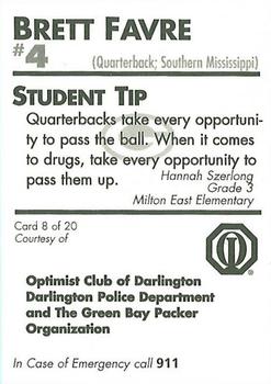 1996 Green Bay Packers Police - Optimist Club of Darlington, Darlington Police Department #8 Brett Favre Back