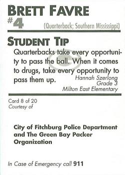 1996 Green Bay Packers Police - City of Fitchburg Police Department #8 Brett Favre Back