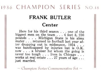 2001 Green Bay Packers 1936 Champion Series #18 Frank Butler Back