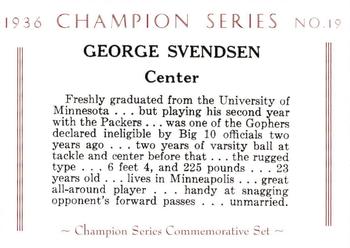 2001 Green Bay Packers 1936 Champion Series #19 George Svendsen Back