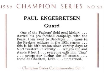 2001 Green Bay Packers 1936 Champion Series #23 Paul Engebretsen Back