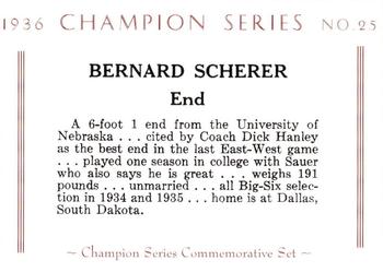 2001 Green Bay Packers 1936 Champion Series #25 Bernie Scherer Back