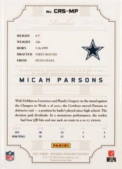 2021 Panini National Treasures - Crossover Rookie Patch Autographs #CRS-MP Micah Parsons Back