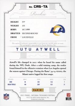 2021 Panini National Treasures - Crossover Rookie Patch Autographs #CRS-TA Tutu Atwell Back