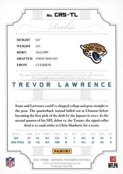 2021 Panini National Treasures - Crossover Rookie Patch Autographs #CRS-TL Trevor Lawrence Back