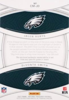 2021 Panini National Treasures - NFL Gear Combo Materials Holo Silver #CM-JD Jalen Hurts / DeVonta Smith Back