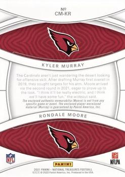 2021 Panini National Treasures - NFL Gear Combo Materials Holo Silver #CM-KR Kyler Murray / Rondale Moore Back