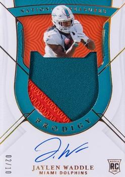 2021 Panini National Treasures - Prodigy Patch Autographs Holo Gold #PPA-JW Jaylen Waddle Front