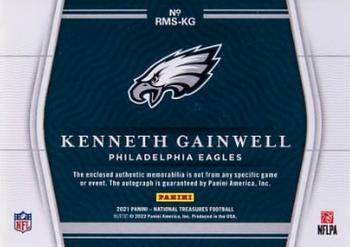 2021 Panini National Treasures - Rookie Material Signatures RPS #RMS-KG Kenneth Gainwell Back
