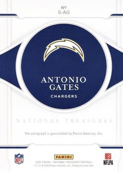 2021 Panini National Treasures - Signatures #S-AG Antonio Gates Back