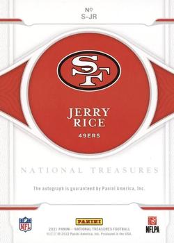 2021 Panini National Treasures - Signatures Platinum #S-JR Jerry Rice Back