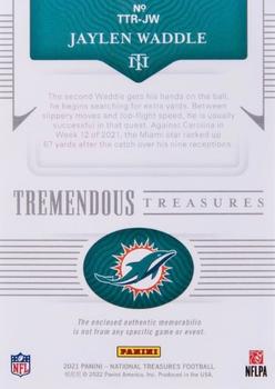 2021 Panini National Treasures - Tremendous Treasures Rookies NFL Shield #TTR-JW Jaylen Waddle Back