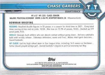 2021-22 Bowman University - Chrome Pink #51 Chase Garbers Back