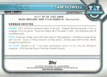 2021-22 Bowman University - Chrome Pink #81 Sam Howell Back