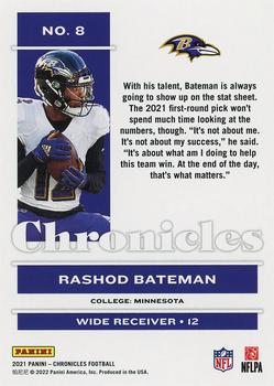 2021 Panini Chronicles #8 Rashod Bateman Back