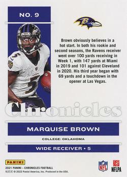 2021 Panini Chronicles #9 Marquise Brown Back