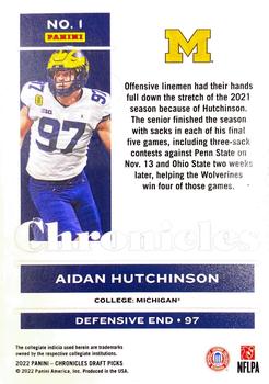 2022 Panini Chronicles Draft Picks #1 Aidan Hutchinson Back