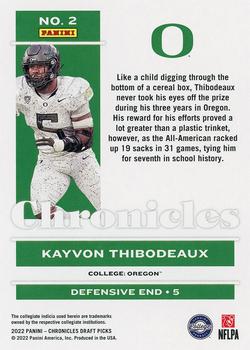 2022 Panini Chronicles Draft Picks #2 Kayvon Thibodeaux Back