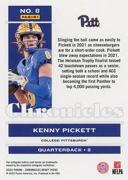 2022 Panini Chronicles Draft Picks #8 Kenny Pickett Back