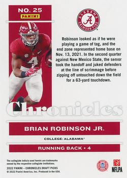 2022 Panini Chronicles Draft Picks #25 Brian Robinson Jr. Back