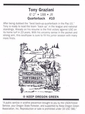 1995 Oregon Ducks Smokey #NNO Tony Graziani Back