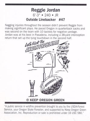1995 Oregon Ducks Smokey #NNO Reggie Jordan Back