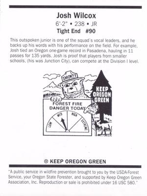 1995 Oregon Ducks Smokey #NNO Josh Wilcox Back
