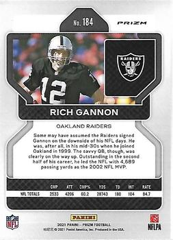 2021 Panini Prizm - Red White and Blue #184 Rich Gannon Back