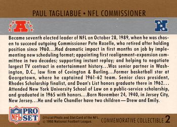 1990 Pro Set - Commemorative Collectibles #2 Paul Tagliabue Back