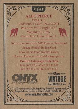 2022 Onyx Vintage #VFAP Alec Pierce Back