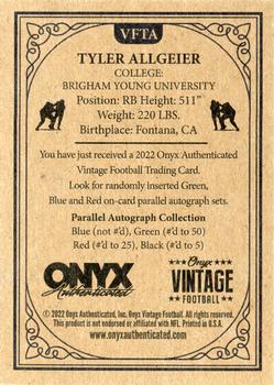 2022 Onyx Vintage #VFTA Tyler Allgeier Back