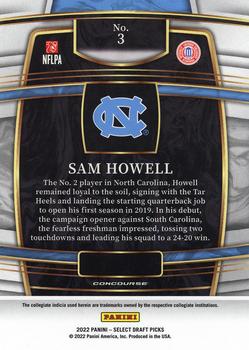 2022 Panini Select Draft Picks #3 Sam Howell Back