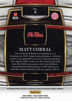 2022 Panini Select Draft Picks #8 Matt Corral Back